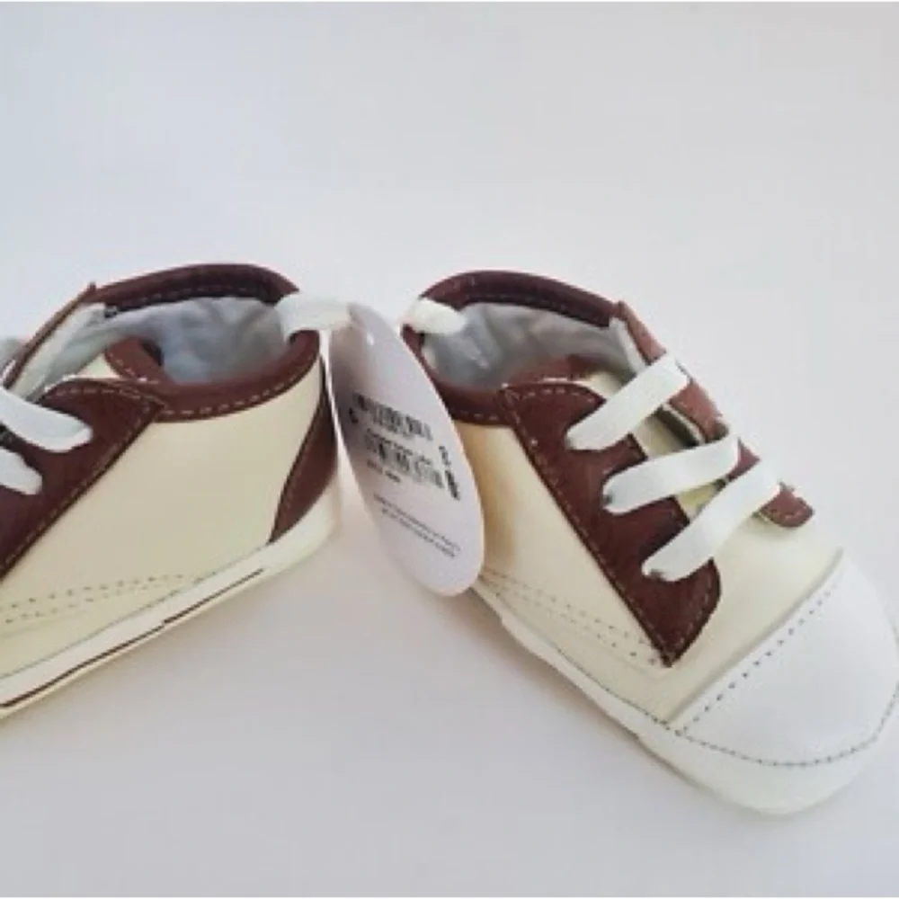First Impressions Cream and Brown Baby Shoes